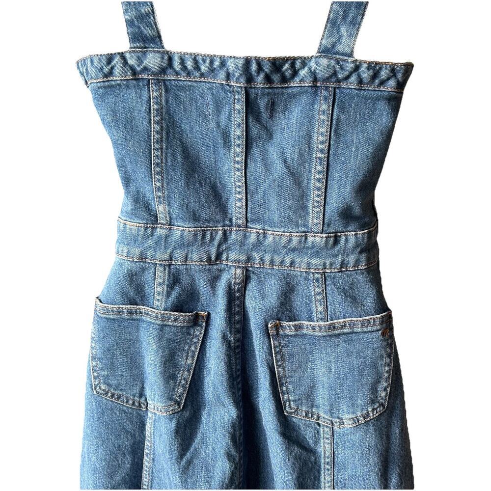 MADEWELL Raw Edge Button Front Denim Overall Dress Women's Size 4 Mini Skirt - Picture 9 of 11